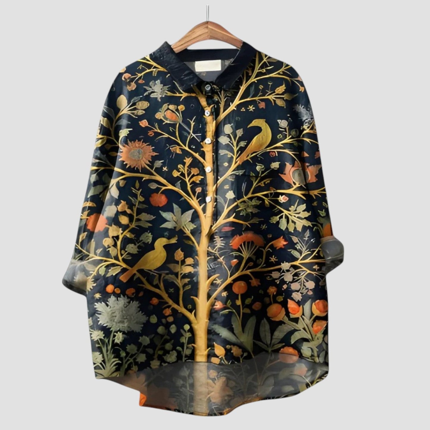 Carol Oversized Shirt with Enchanted Forest Print
