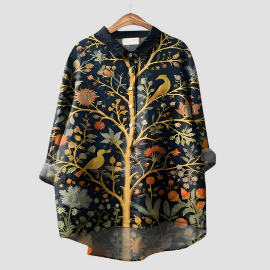 Carol Oversized Shirt with Enchanted Forest Print