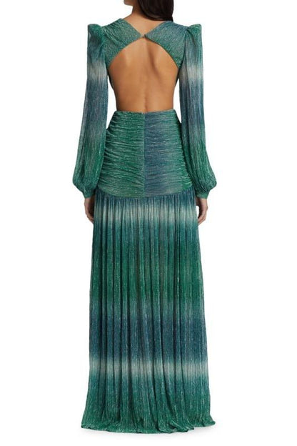 Nora Chic V-Neck Lantern Sleeve Dress