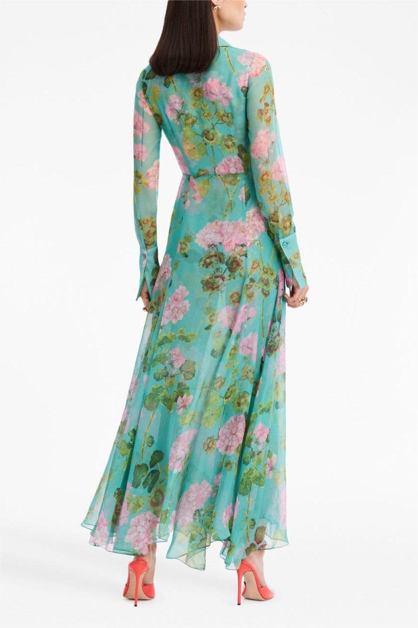 Leah Timeless Floral Lapel Buckle Gown