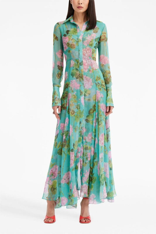 Leah Timeless Floral Lapel Buckle Gown
