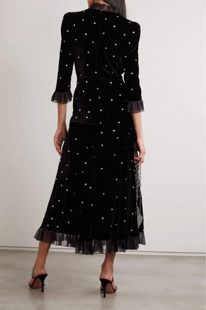 Riley Elegant Velvet Long Sleeve Gown