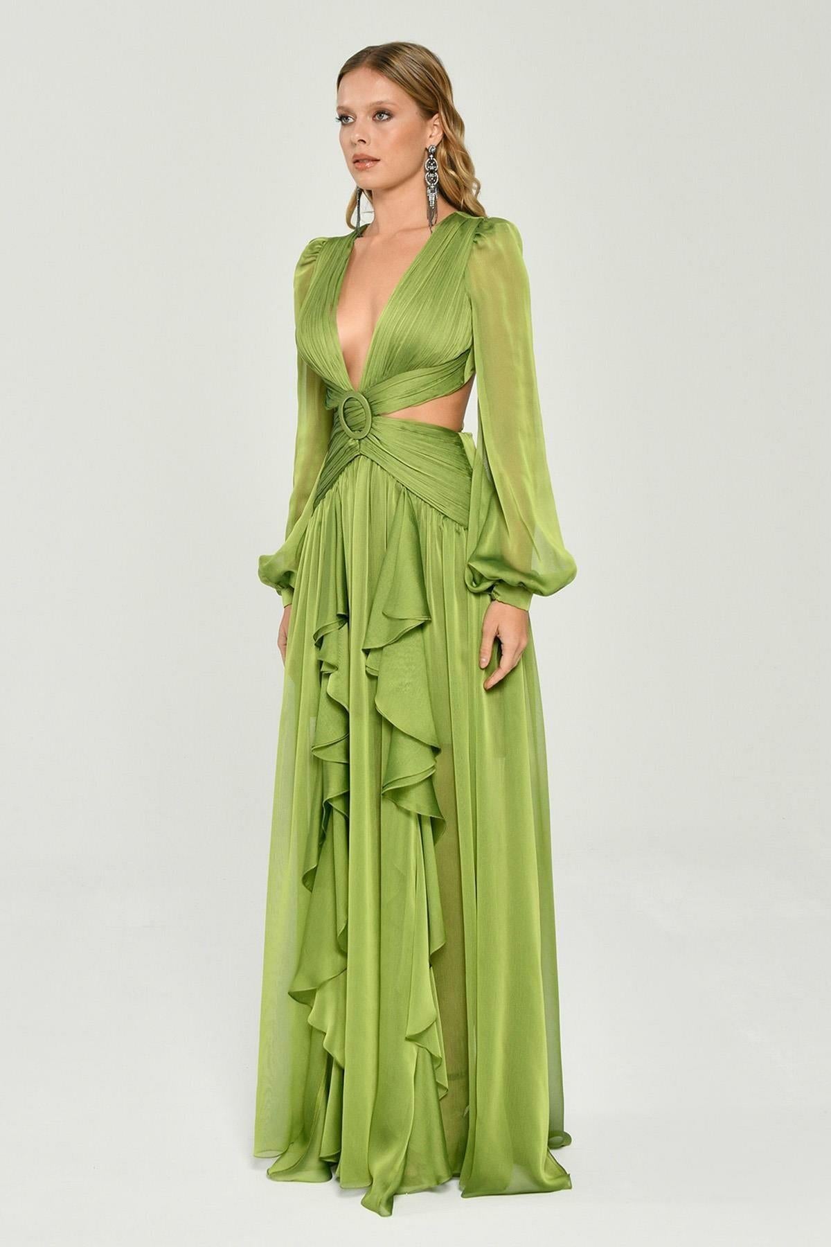 Sarah Chic Ruffle Split Maxi Dress