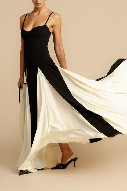 Mia Elegance Panelled Tulle A-line Slip Maxi Dress