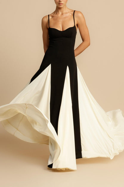 Mia Elegance Panelled Tulle A-line Slip Maxi Dress