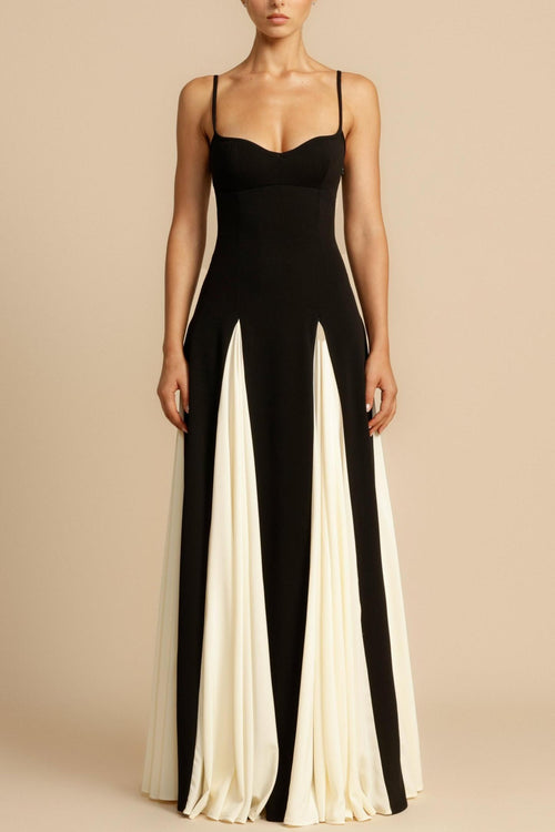 Mia Elegance Panelled Tulle A-line Slip Maxi Dress