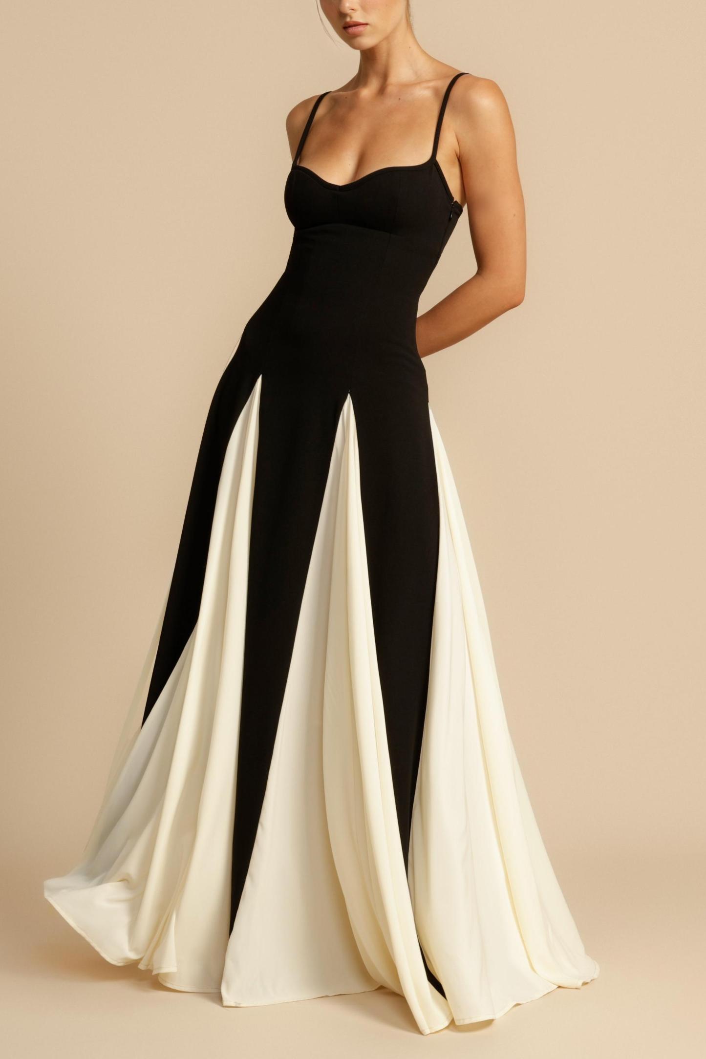 Mia Elegance Panelled Tulle A-line Slip Maxi Dress