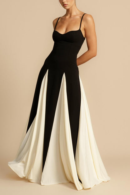 Mia Elegance Panelled Tulle A-line Slip Maxi Dress
