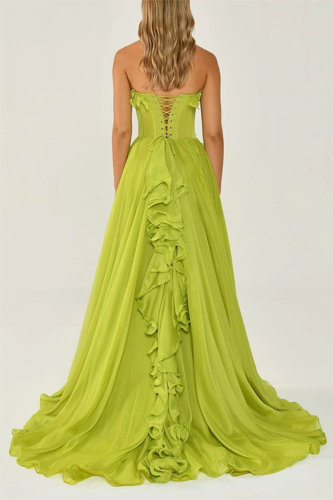Sophie Sweetheart Neck Frill Maxi Dress