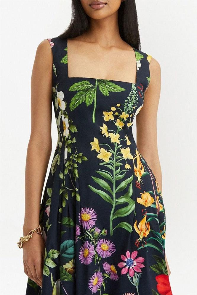 Maya Timeless Floral Embroidered Midi Dress