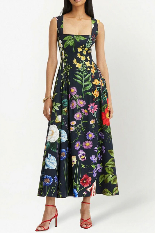 Maya Timeless Floral Embroidered Midi Dress