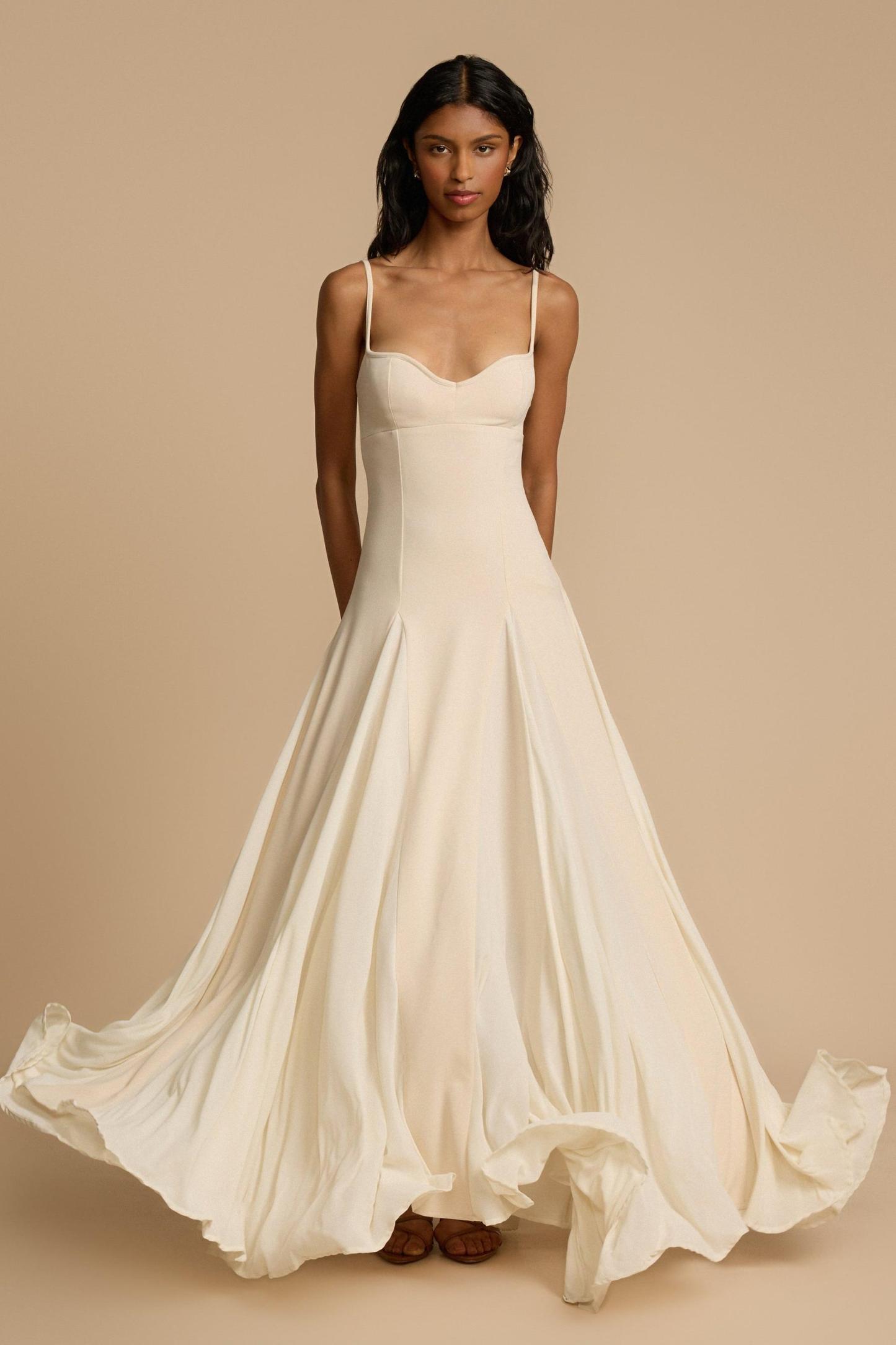Mia Elegance Panelled Tulle A-line Slip Maxi Dress