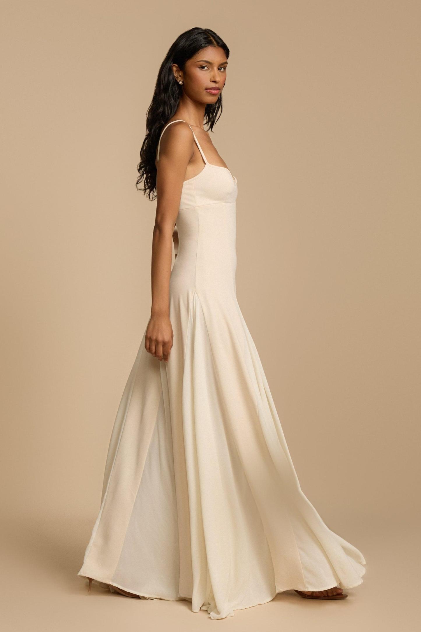 Mia Elegance Panelled Tulle A-line Slip Maxi Dress