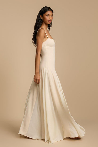 Mia Elegance Panelled Tulle A-line Slip Maxi Dress