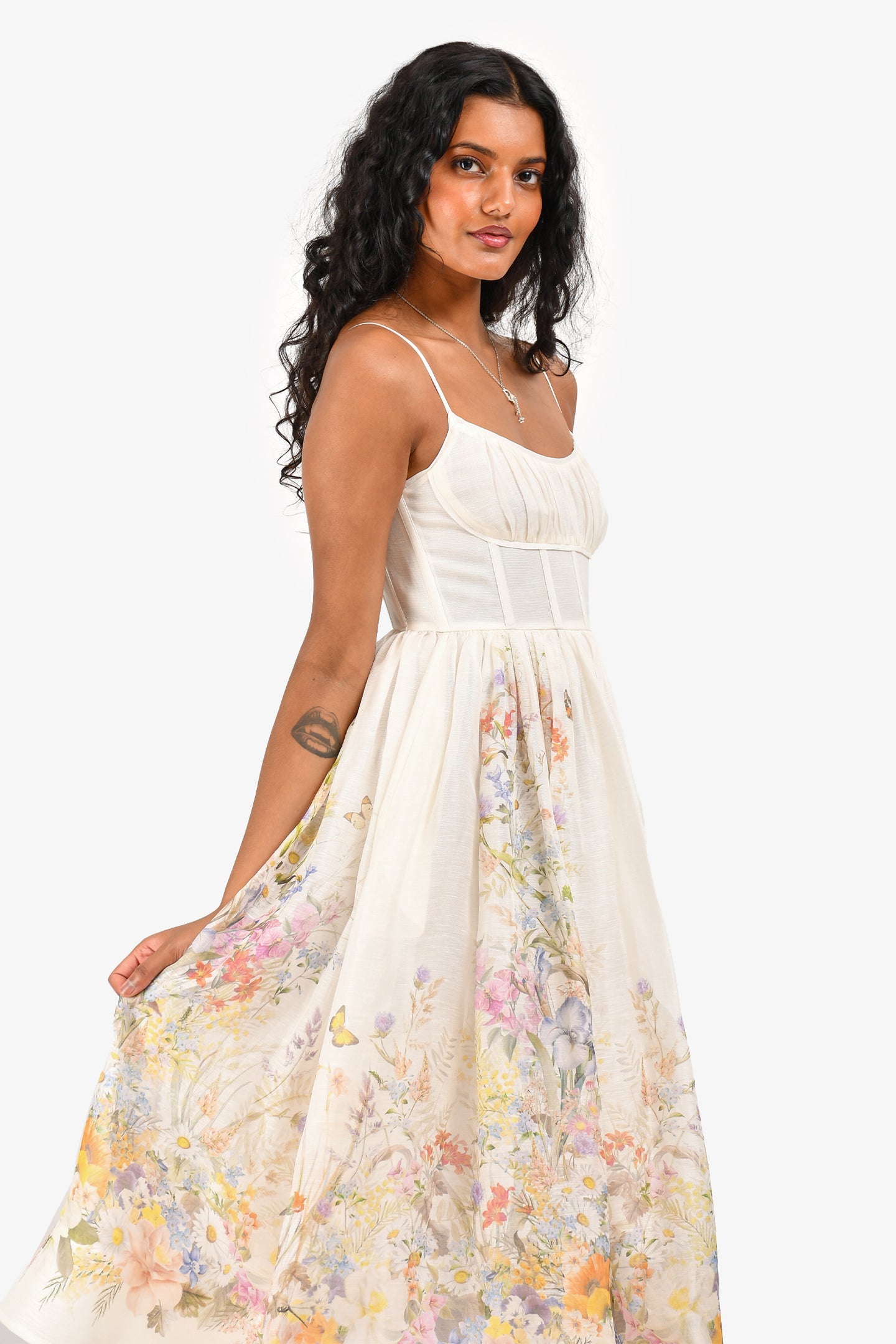 Julie Elegant Cream Floral Corset Dress