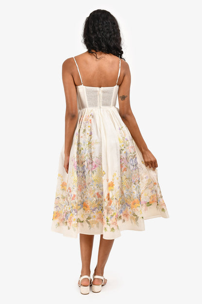 Julie Elegant Cream Floral Corset Dress