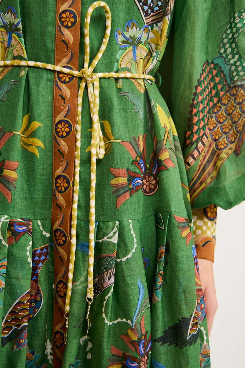 Celeste Peacock Print Maxi Dress