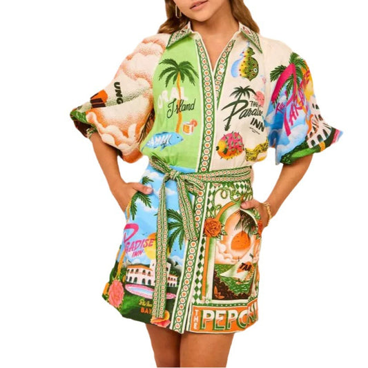 Sophia Summer Sophistication Linen Blend Shirt Dress
