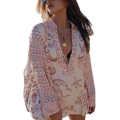 Lena  Stylish Satin Tassel Shirt & Elastic Waist Shorts