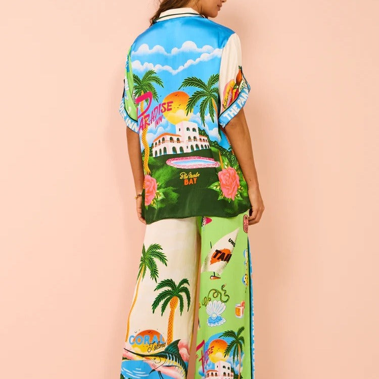 Maya Kissed By The Sun Satin Colorblock Blouse
