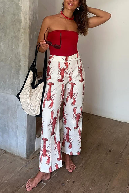 Esme Stylish Lobster Print High-Rise Pants