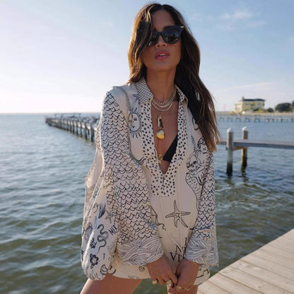 Lena  Stylish Satin Tassel Shirt & Elastic Waist Shorts