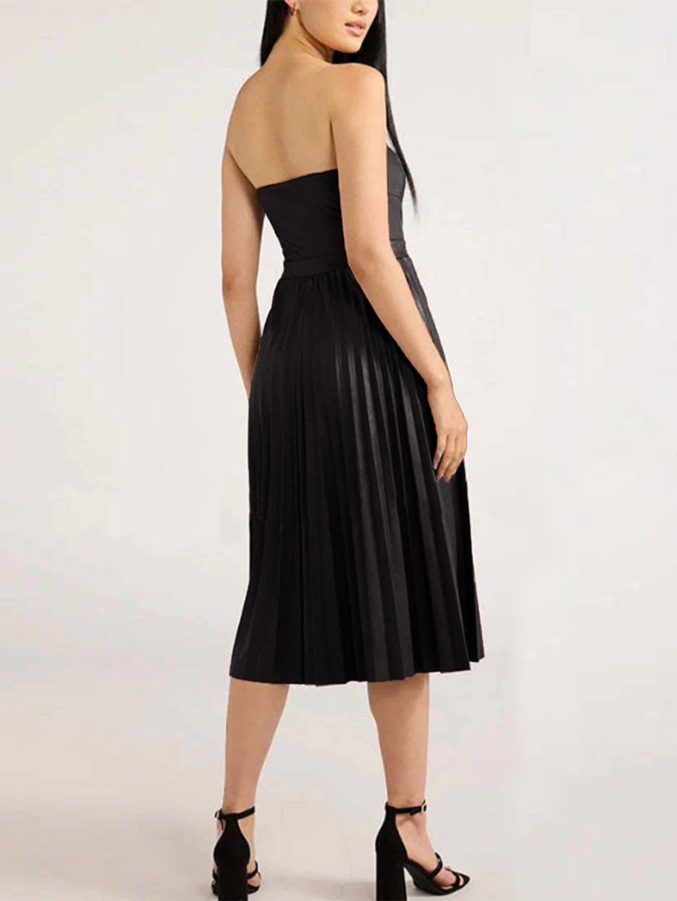Chloe Sophisticated Strapless Faux Leather Dress
