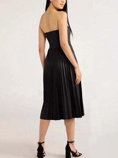 Chloe Sophisticated Strapless Faux Leather Dress