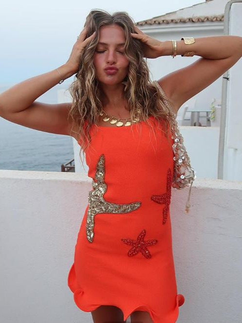 Nevaeh Elegant Sequin Starfish Tank Mini Dress