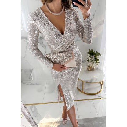 Alice Main Character Sequin Long Sleeve Midi Dress
