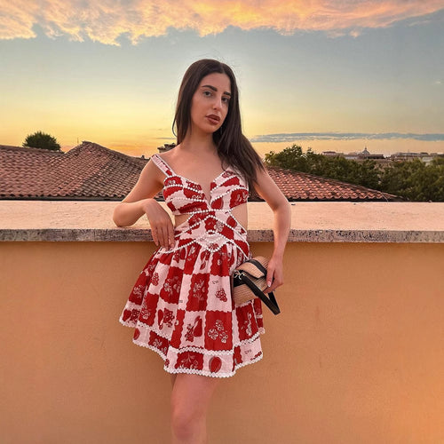 Hailey Stylish Linen Blend Ric Rac Cutout Mini Dress