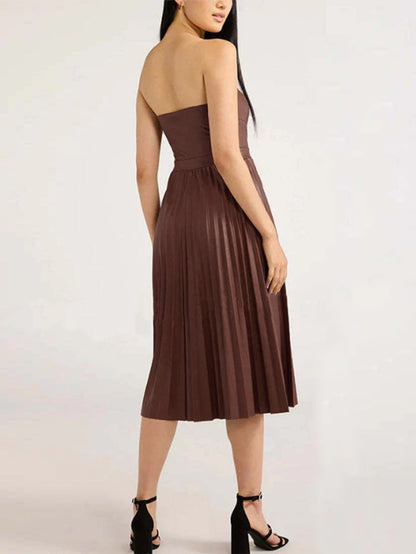 Chloe Sophisticated Strapless Faux Leather Dress