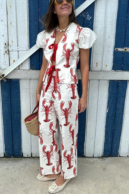 Esme Stylish Lobster Print High-Rise Pants