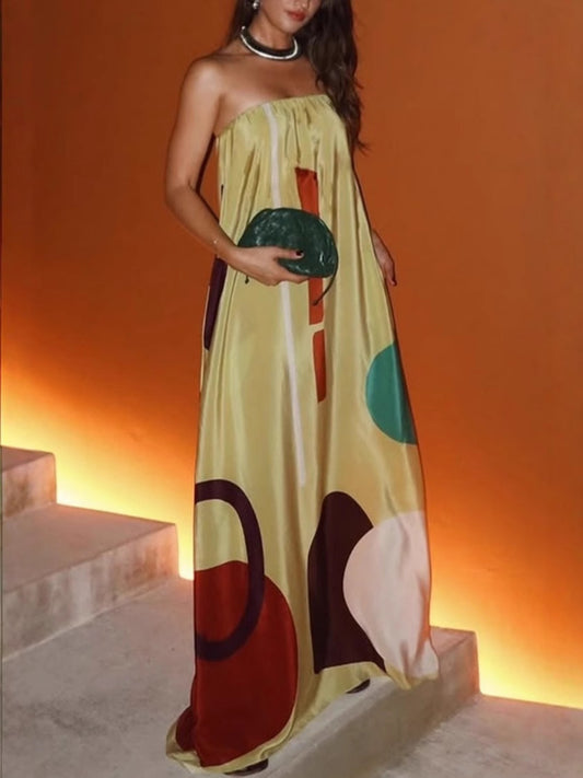 Amelia Stylish Satin Off-Shoulder Pocketed Maxi Dress