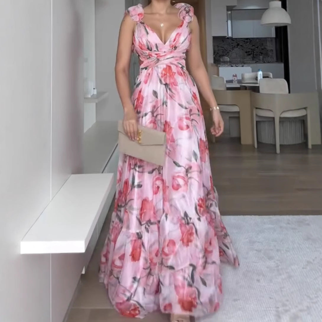 Lucy Elegant Tulle Floral Back Lace-Up Dress