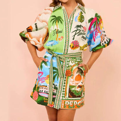 Sophia Summer Sophistication Linen Blend Shirt Dress