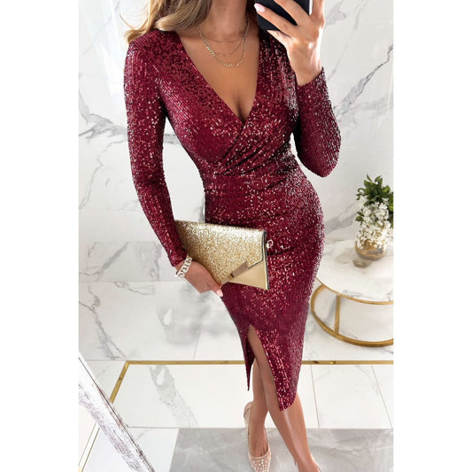 Alice Main Character Sequin Long Sleeve Midi Dress