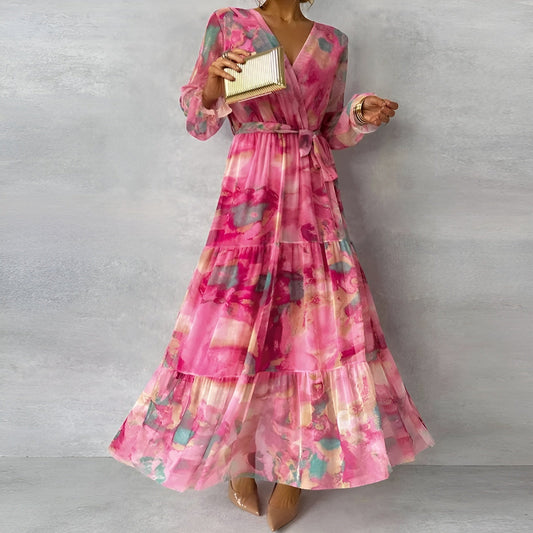 Camila Long Summer Dress with Floral Pattern