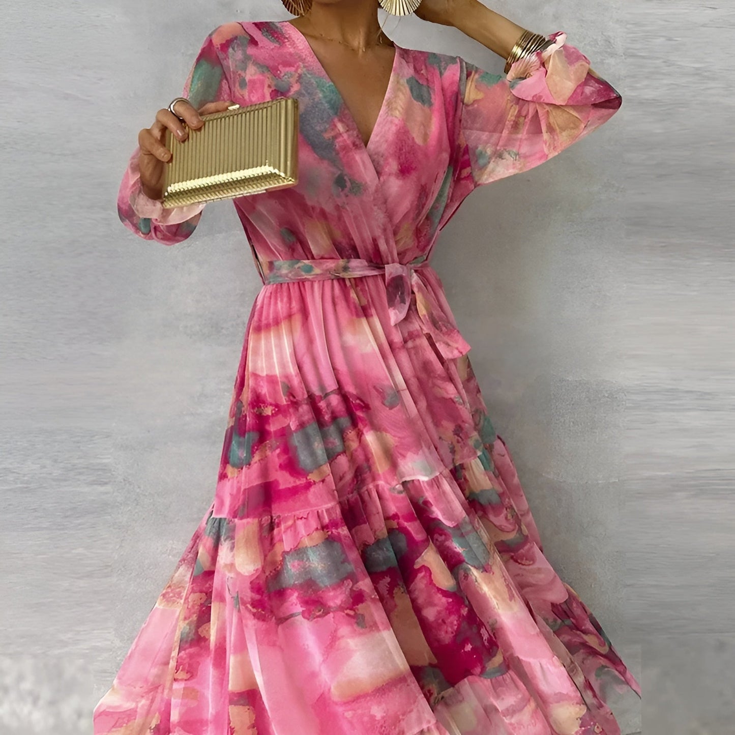 Camila Long Summer Dress with Floral Pattern