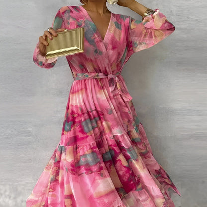 Camila Long Summer Dress with Floral Pattern