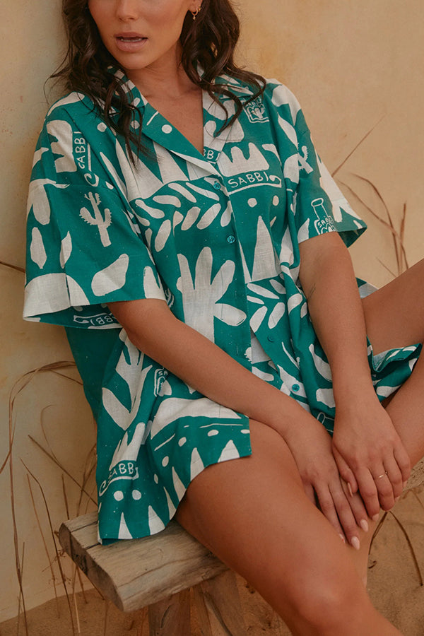 Zofia Altos Unique Printed Pocket Shirt & Shorts Set