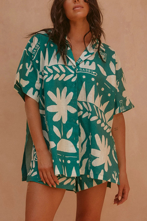 Zofia Altos Unique Printed Pocket Shirt & Shorts Set
