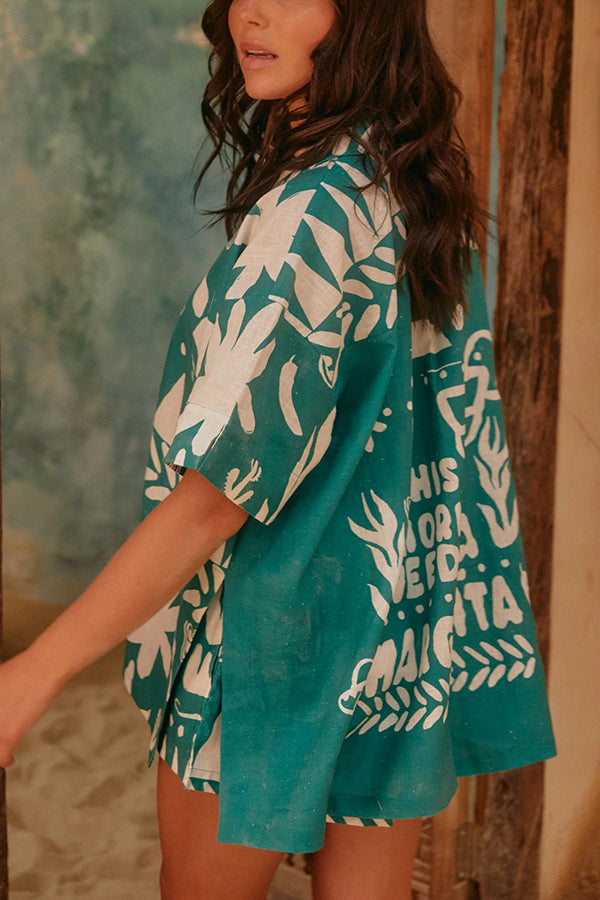 Zofia Altos Unique Printed Pocket Shirt & Shorts Set