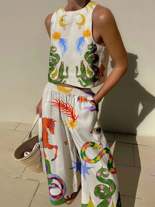 Lillian Charlotte Printed Tank & Pant Set