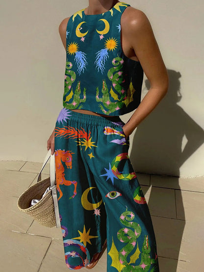 Lillian Charlotte Printed Tank & Pant Set