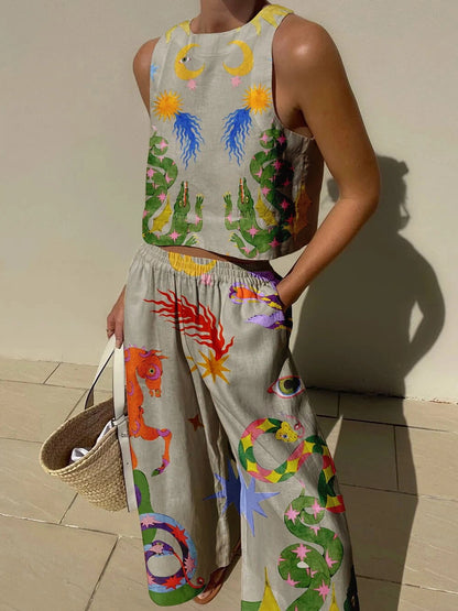 Lillian Charlotte Printed Tank & Pant Set