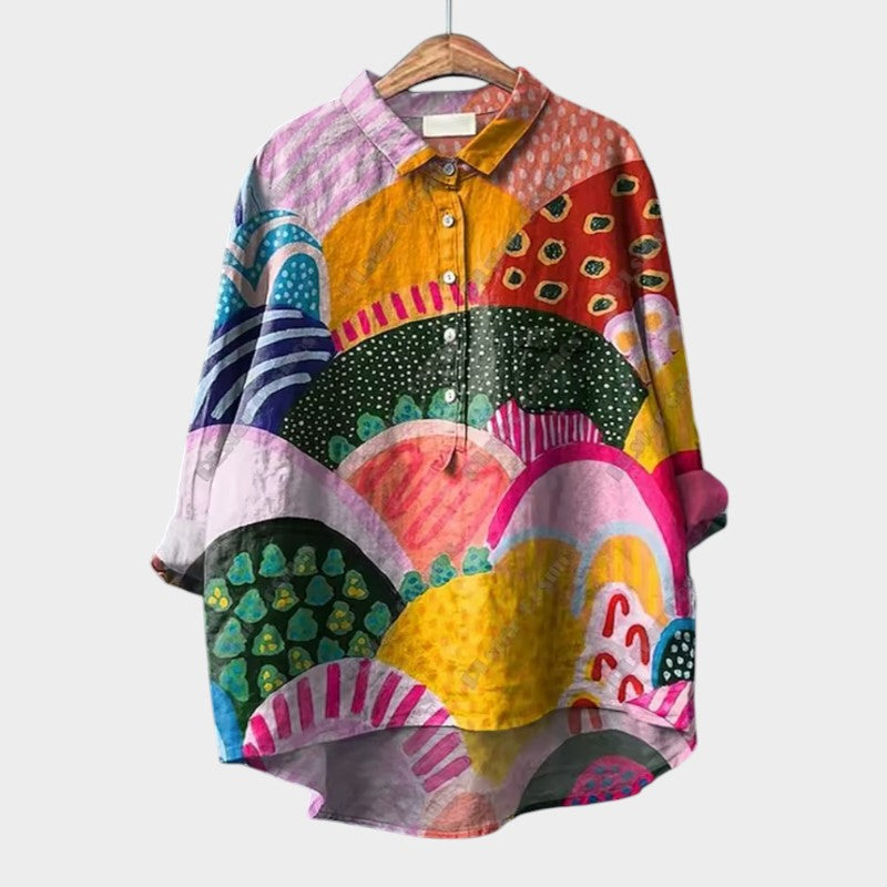 Maria Oversized Floral Blouse with Bright Colors