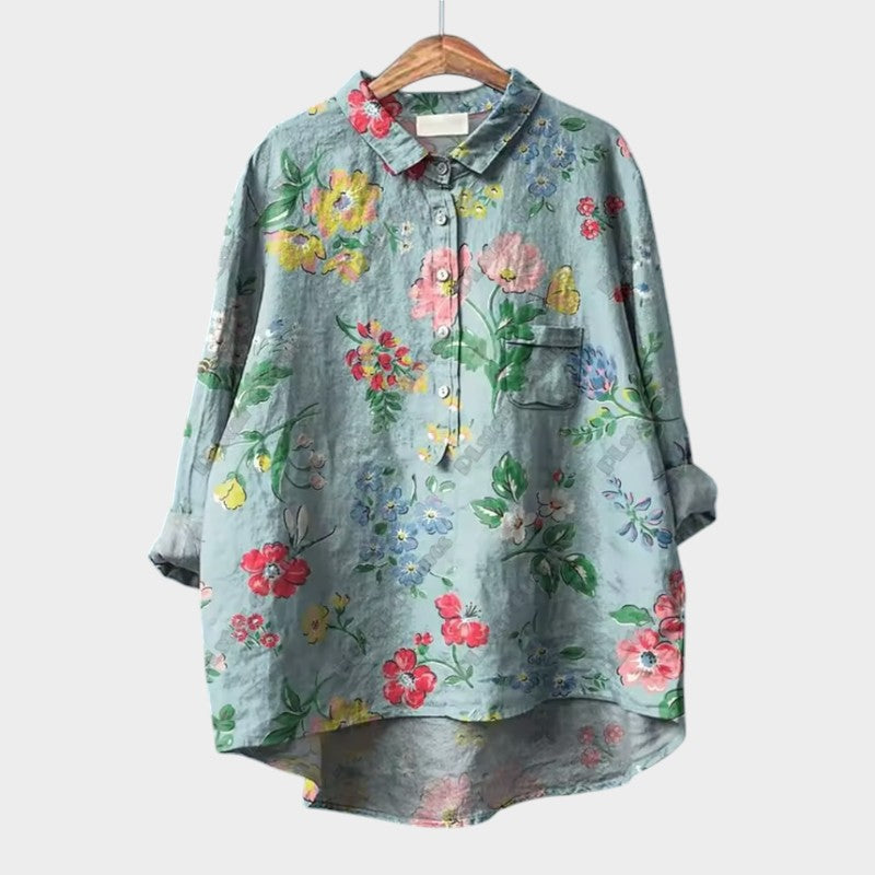Maria Oversized Floral Blouse with Bright Colors