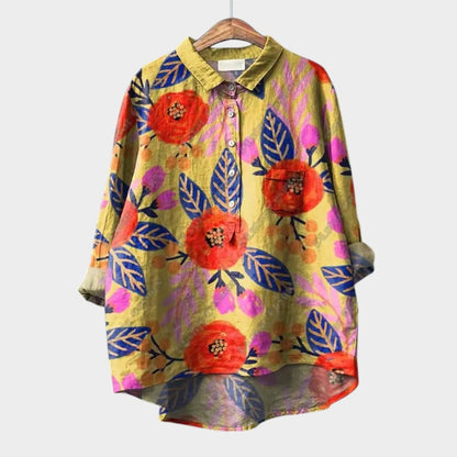 Maria Oversized Floral Blouse with Bright Colors