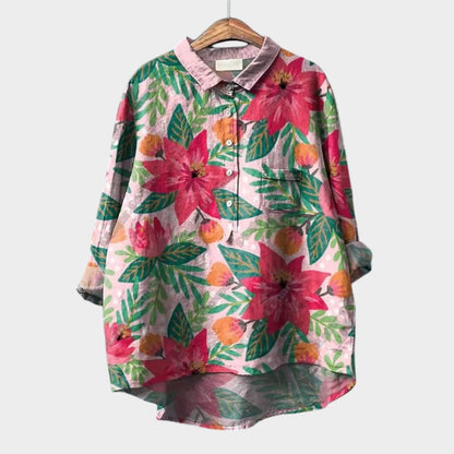 Maria Oversized Floral Blouse with Bright Colors